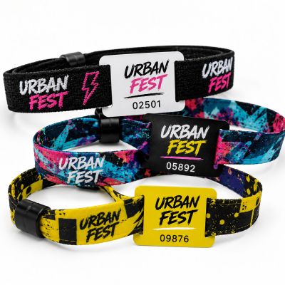 Pulseiras de Tecido para Eventos com Placa de PVC