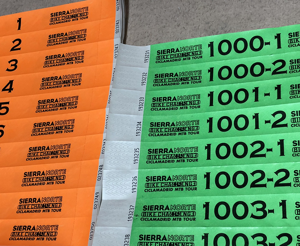 pulseras tyvek numeracion correlativa